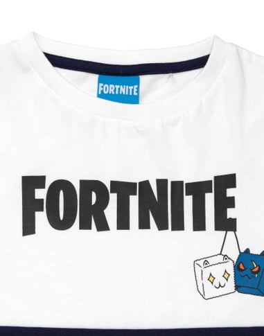 Fortnite Kids Colour Block Logo White T-Shirt (11-16 Yrs)