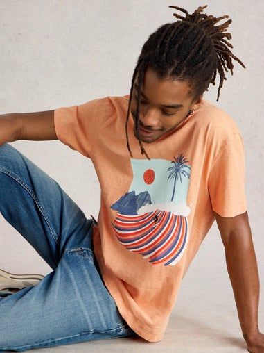 T-Shirt Abersoch mit Wellengrafik