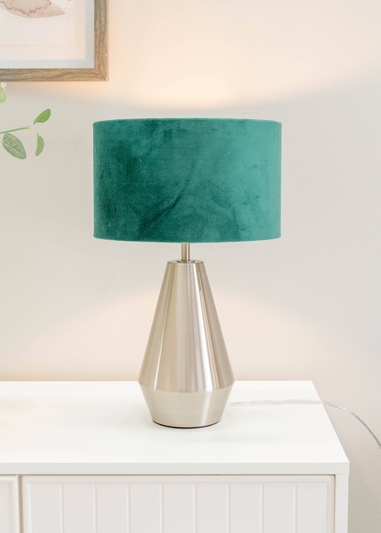 ValueLights Jax Dimmable Plated Silver Table Lamp with Drum Shade