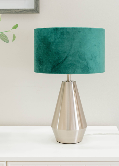 ValueLights Jax Dimmable Plated Silver Table Lamp with Drum Shade