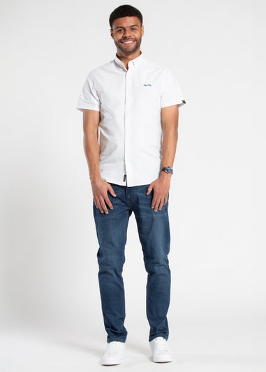 Tokyo Laundry White Cotton Short Sleeved Button-Up Oxford Shirt