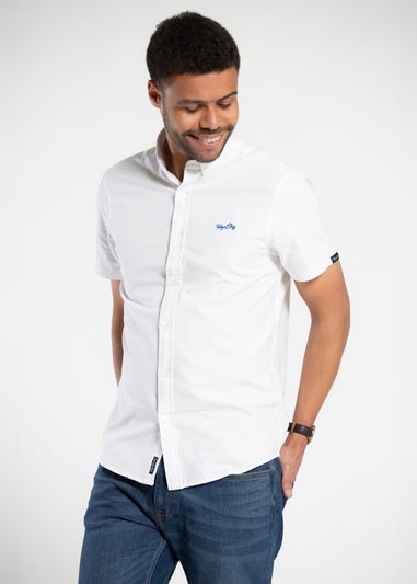 Tokyo Laundry White Cotton Short Sleeved Button-Up Oxford Shirt