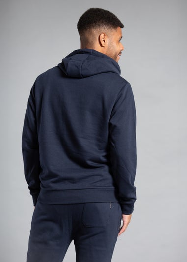 Tokyo Laundry Navy Cotton Blend Hoody with Neck Zip Fastening