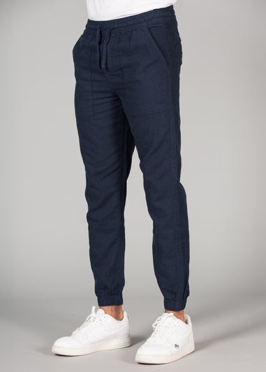 Tokyo Laundry Navy Linen Blend Classic Fit Trousers