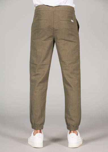 Tokyo Laundry Olive Linen Blend Classic Fit Trousers