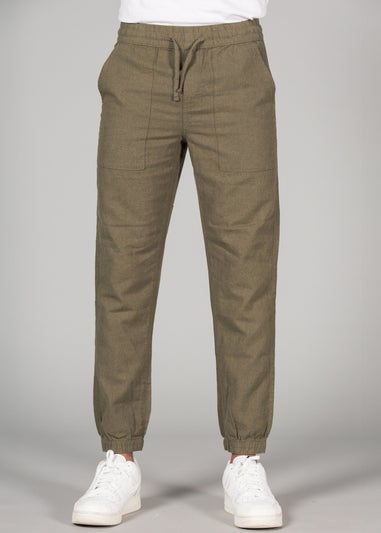 Tokyo Laundry Olive Linen Blend Classic Fit Trousers