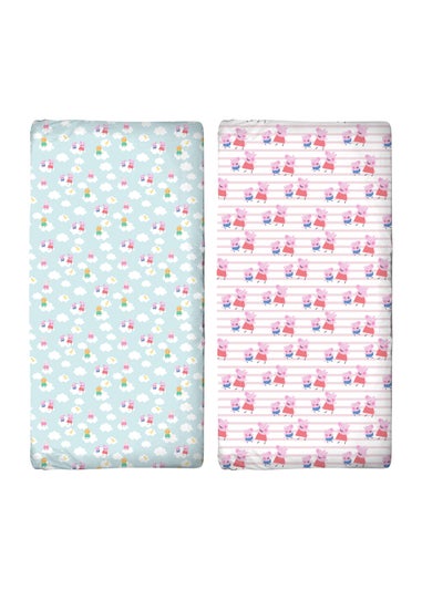 Peppa Pig Pink  Lullabies Cot Bed Fitted Sheet Set of 2