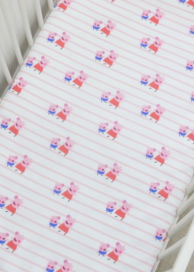 Peppa Pig Pink  Lullabies Cot Bed Fitted Sheet Set of 2