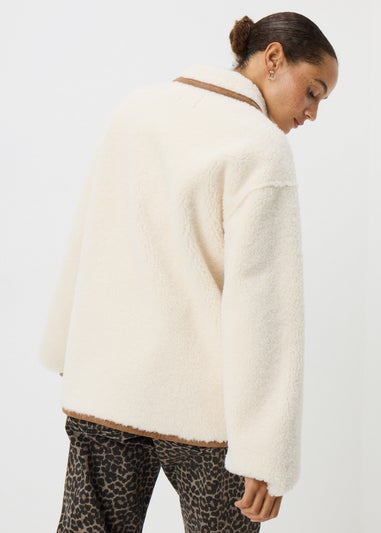 Cream Piped Borg Coat