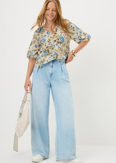 Cream Floral Tea Blouse