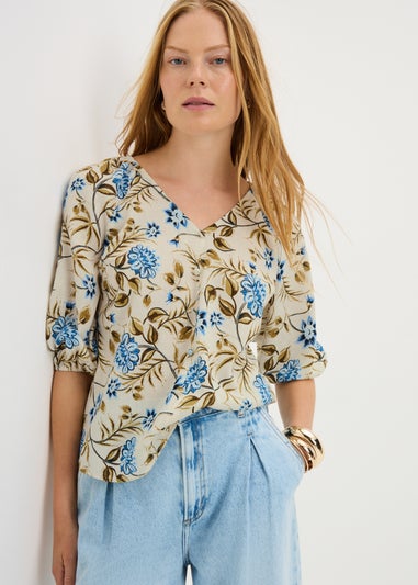 Cream Floral Tea Blouse