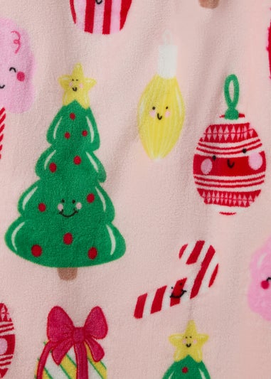 Pink Christmas Sweets Fleece Throw