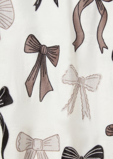 Cream Mono Bow Fleece Throw