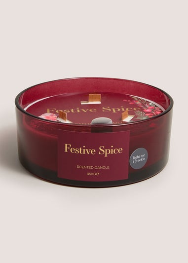 Red Wooden Wick Festive Spice Candle