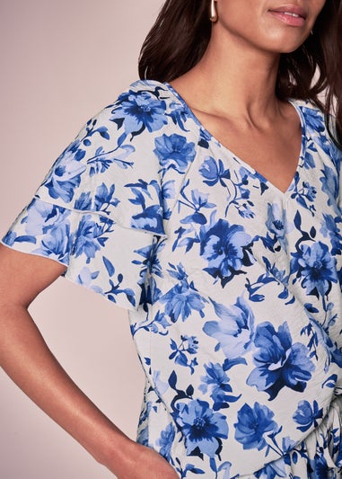 Et Vous Blue Floral Tea Top