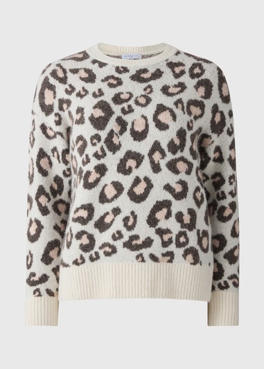 Cream Animal Print Jacquard Jumper