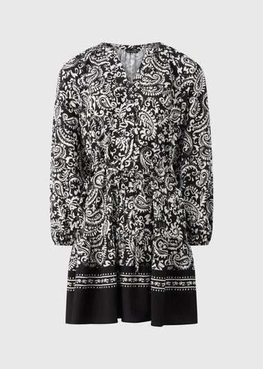Et Vous Black Mono Paisley Mini Dress