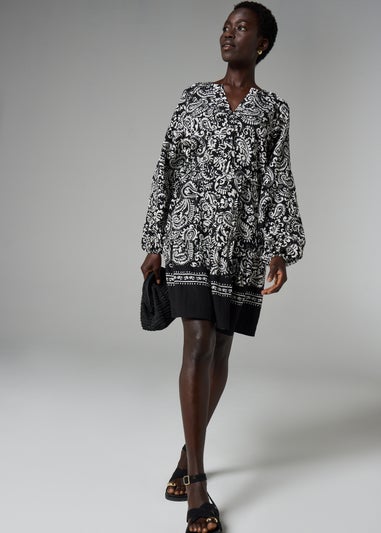Et Vous Black Mono Paisley Mini Dress