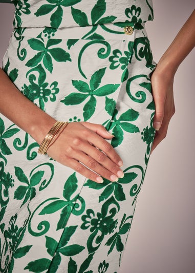 Et Vous Green Floral Midaxi Skirt