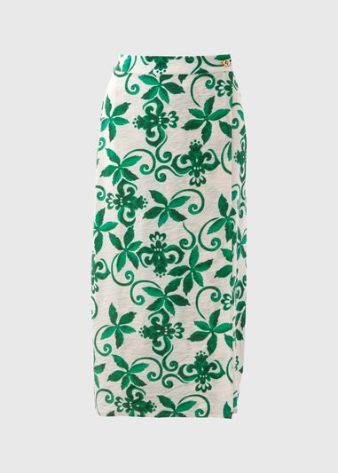 Et Vous Green Floral Midaxi Skirt