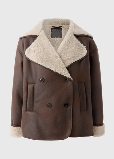 Brown Contrast Aviator Jacket
