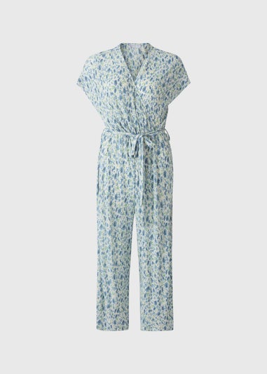 Cream Ditsy Floral Plisse Jumpsuit