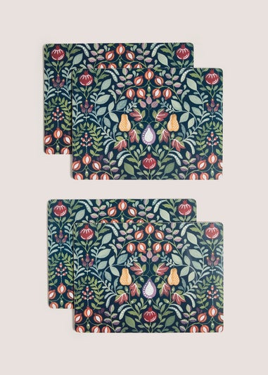 4 Pack Folk Harvest Corkback Placemats