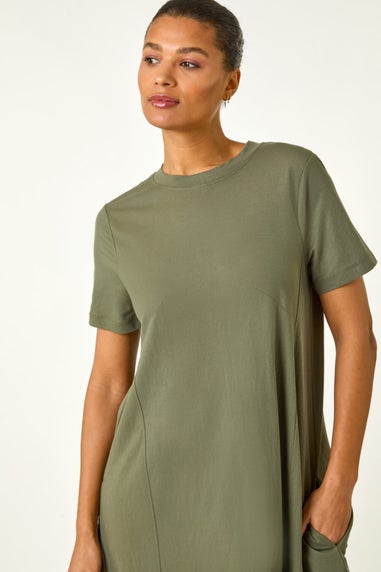 Roman Khaki Relaxed T-Shirt Stretch Dress