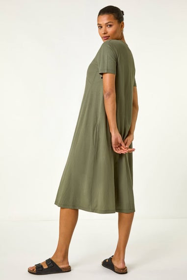 Roman Khaki Relaxed T-Shirt Stretch Dress