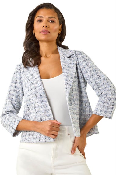 Roman Lilac Textured Check Print Collar & Revere Blazer