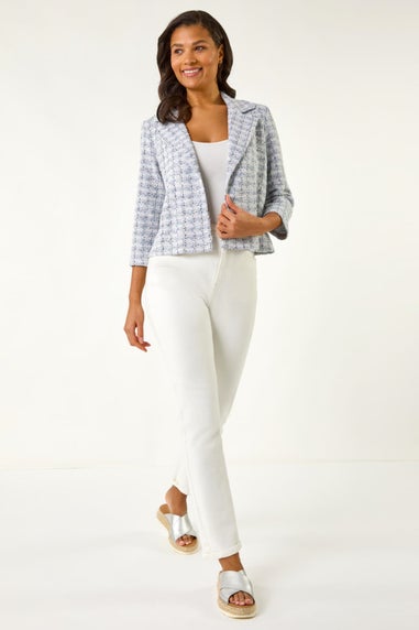 Roman Lilac Textured Check Print Collar & Revere Blazer