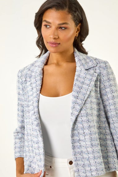 Roman Lilac Textured Check Print Collar & Revere Blazer
