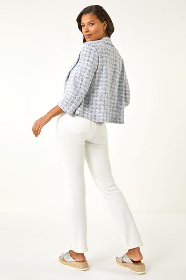 Roman Lilac Textured Check Print Collar & Revere Blazer