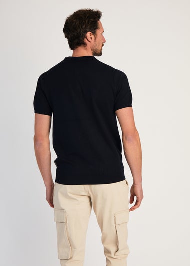 French Connection Navy 1/2 Zip Short Sleeve Polo Shirt