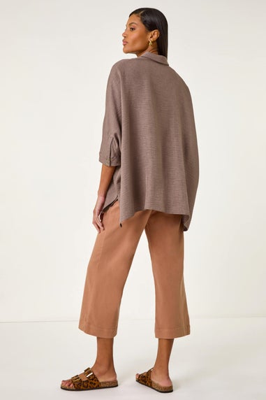 Roman Mocha Boxy Relaxed Blouse