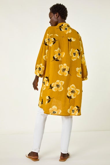 Roman Yellow Longline Floral Print Blouse