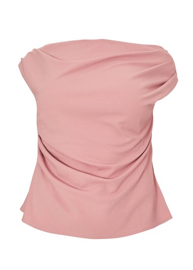 Quiz Pink Curve Drape Neck Top