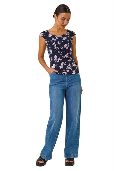 Roman Pink Floral Twist Front Top