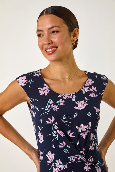 Roman Pink Floral Twist Front Top
