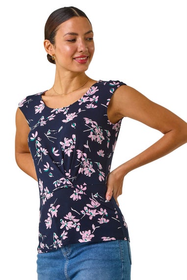Roman Pink Floral Twist Front Top