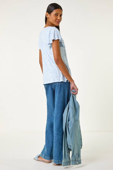 Roman Light Blue Angel Frill Sleeve T-shirt