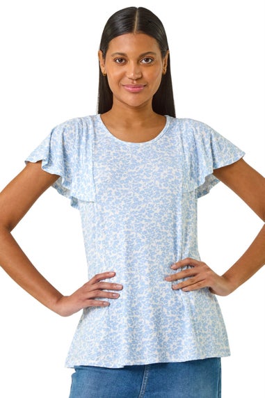 Roman Light Blue Angel Frill Sleeve T-shirt