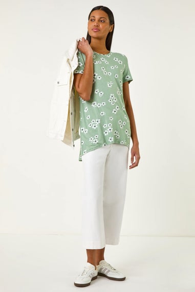 Roman Sage Floral Spot Print Tunic Top