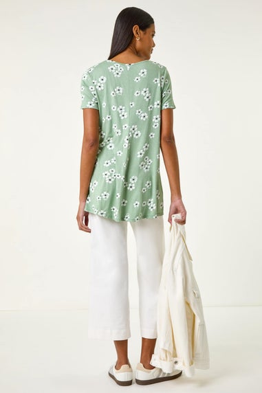 Roman Sage Floral Spot Print Tunic Top