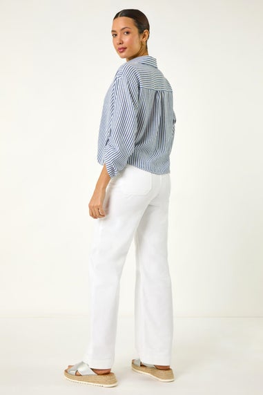 Roman Blue Twisted Hem Striped Shirt
