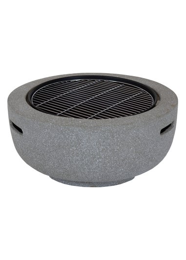 Charles Bentley Round Magnesia Fire Pit with Mesh Cover Cooking Grill