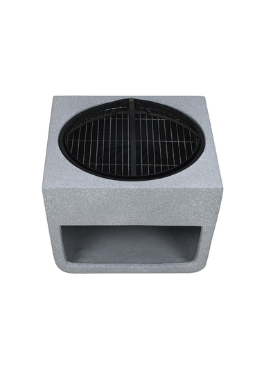 Charles Bentley Square Magnesia Fire Pit with Mesh Cover Cooking Grill