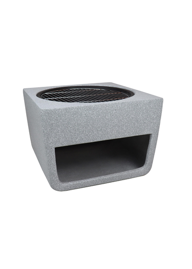 Charles Bentley Square Magnesia Fire Pit with Mesh Cover Cooking Grill