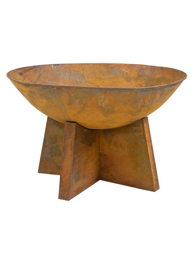 Charles Bentley Oxidized Rust Finish Fire Pit Minimalist Design Outdoor Use