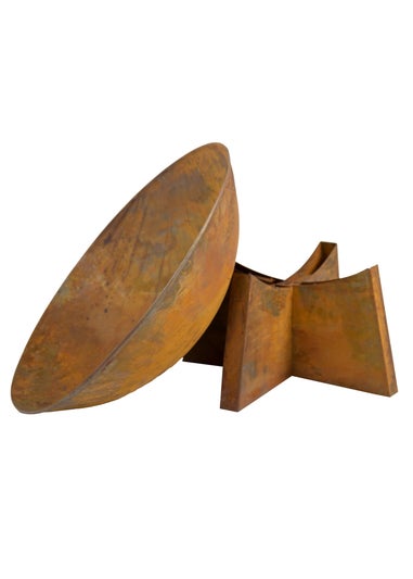 Charles Bentley Oxidized Rust Finish Fire Pit Minimalist Design Outdoor Use